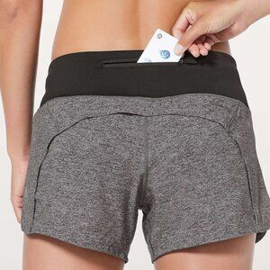 Lululemon Run Times Short - black and gray running shorts, size 4